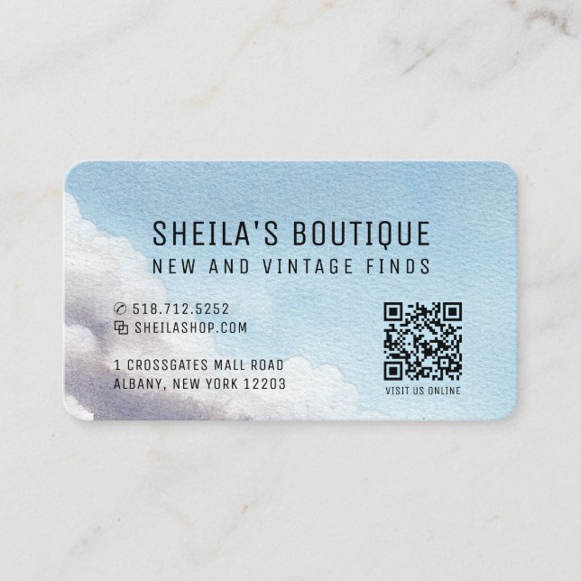 Blue Sky QR Code Reward Business Card (Front)