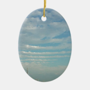 blue sky ripple clouds ceramic ornament