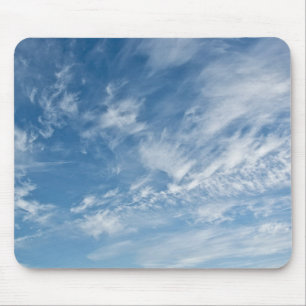 Blue Sky Scattered White Clouds Blue Pattern Mouse Pad
