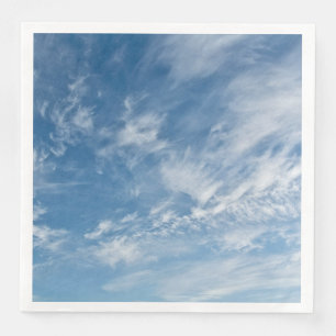 Blue Sky Scattered White Clouds Blue Pattern Napkin