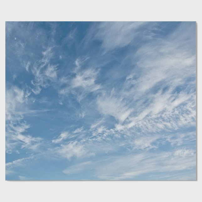 Blue Sky Scattered White Clouds  Wrapping Paper (Flat)
