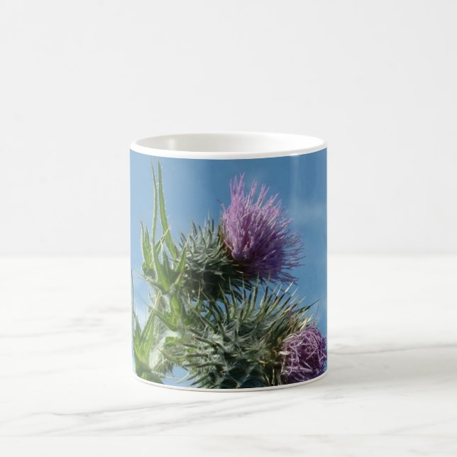 Blue Sky Scottish Thistle Coffee Mug (Center)