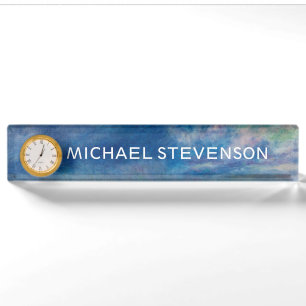 Blue Sky Sea Abstract Unique Chic Modern Minimal Nameplate