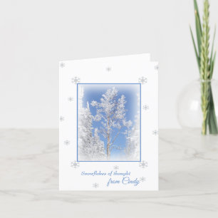 Blue Sky Snowy Aspen Personalized Note Card