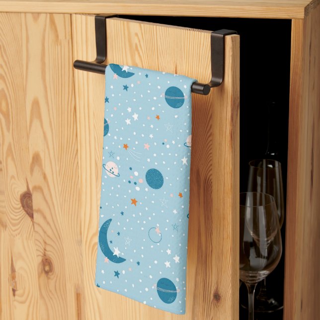 Blue Sky & Space Pattern Kitchen Towel (Thirds Fold)