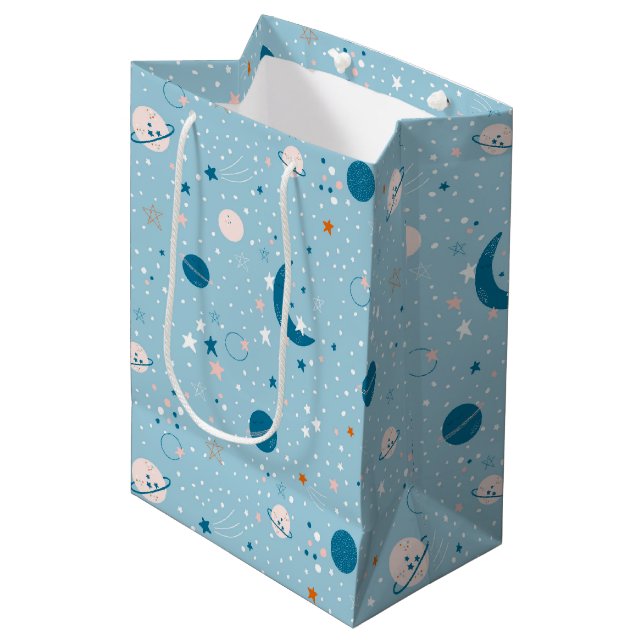 Blue Sky & Space Pattern Medium Gift Bag (Front Angled)