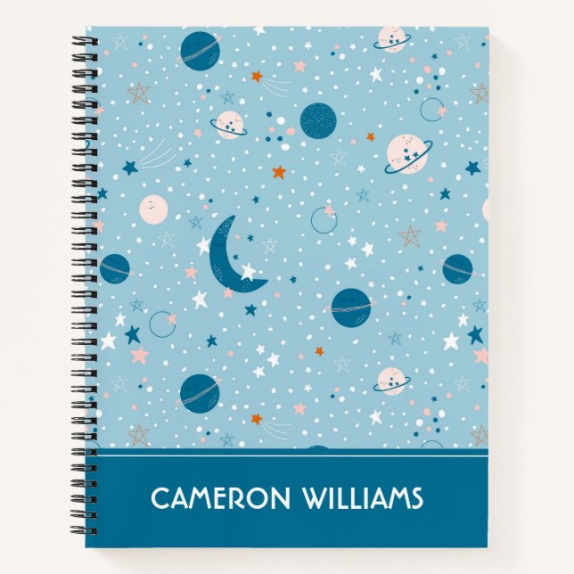 Blue Sky & Space Pattern Notebook (Front)