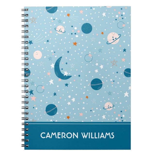 Blue Sky & Space Pattern Notebook (Front)