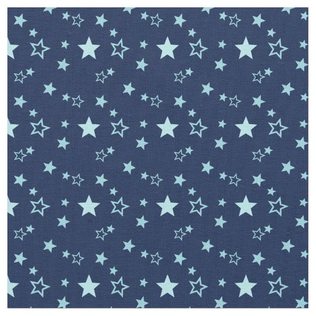 Blue sky star on dark blue background pattern fabric (Close Up)