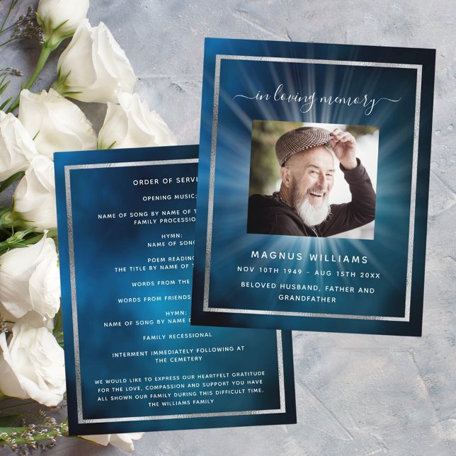 Blue sky star shining photo funeral program (Creator Uploaded)