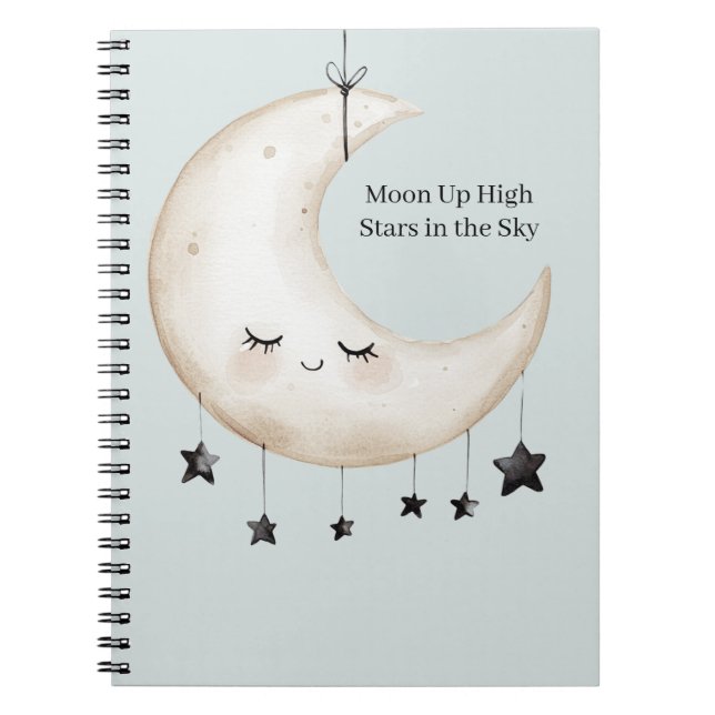 Blue Sky Stars Happy Moon Eyelashes Notebook (Front)