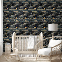 Blue sky stars moon retro