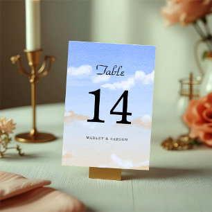 Blue Sky Summer Beach Wedding  Table Number