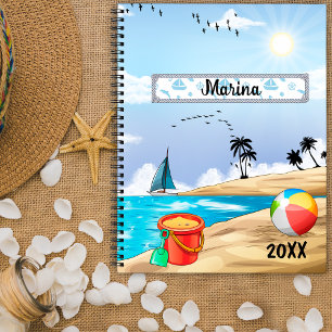 Blue sky sunny tropical beach customized planner