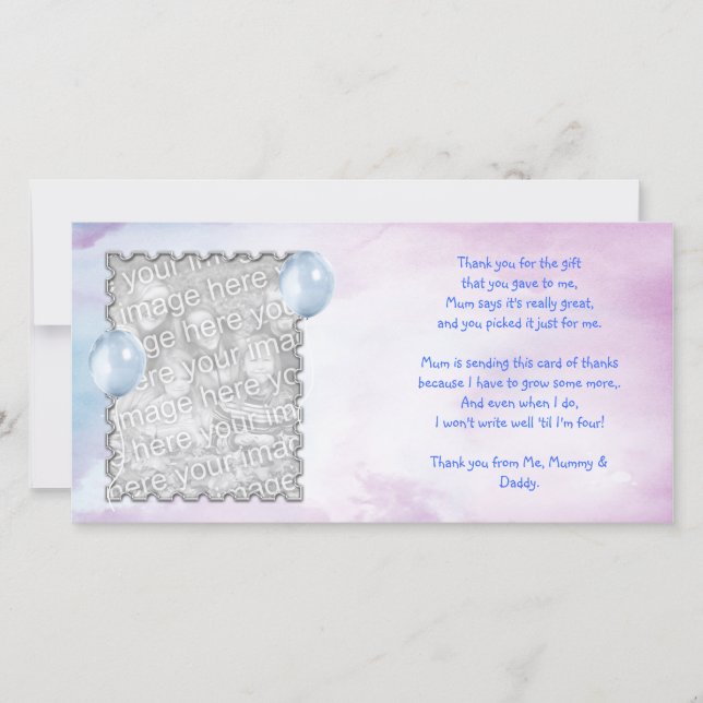 Blue sky Thank You Card from baby boy (Front)