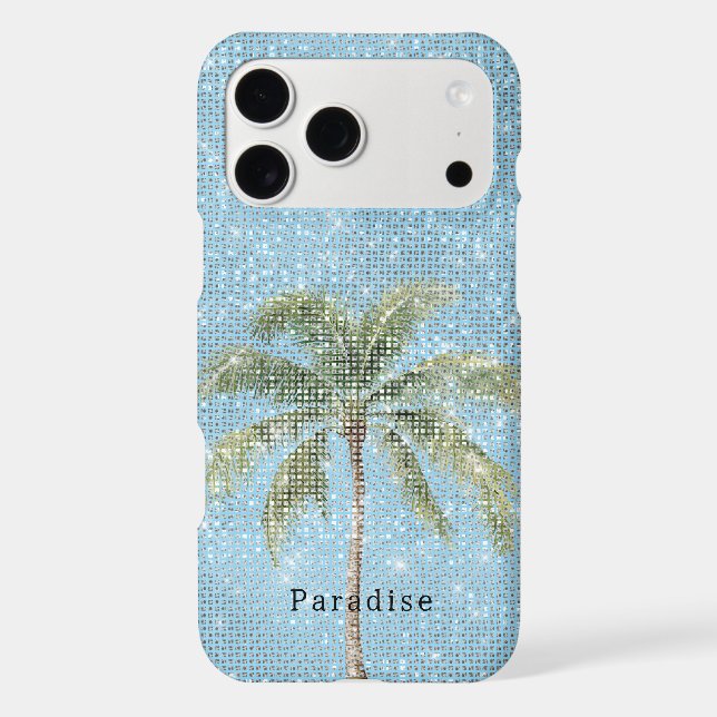 Blue Sky Tropical Palm Tree Sparkle  (Back)