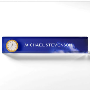 Blue Sky Unique Chic Modern Minimal Nameplate