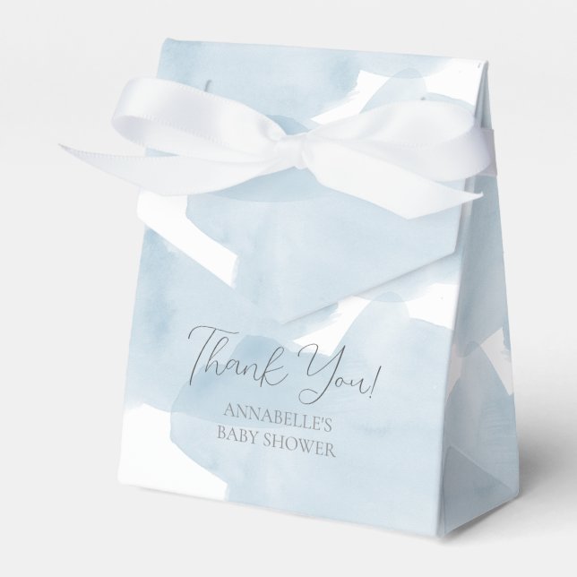 Blue Sky Watercolor Boy Baby Shower Favor Box (Front Side)