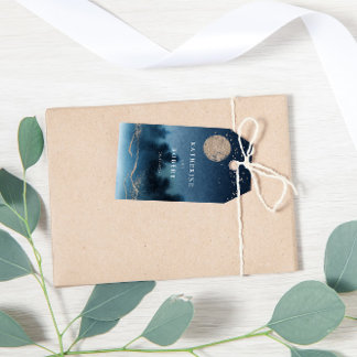 Blue Sky Watercolor Landscape Wedding Monogram Gift Tags