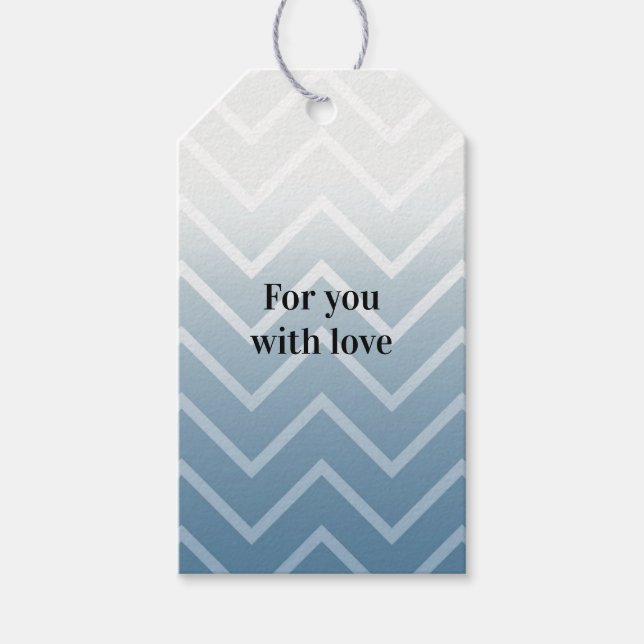 Blue Sky White Chevron Gift Tags (Front)