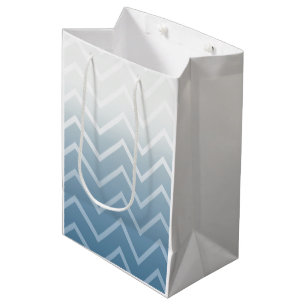 Blue Sky White Chevron Medium Gift Bag