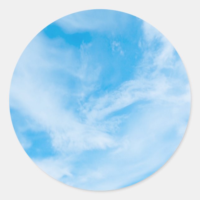 Blue Sky White Clouds Blank Template Elegant Classic Round Sticker (Front)