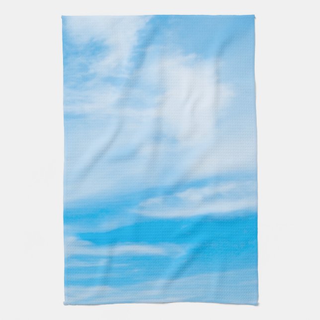 Blue Sky White Clouds Elegant Custom Template Kitchen Towel (Vertical)