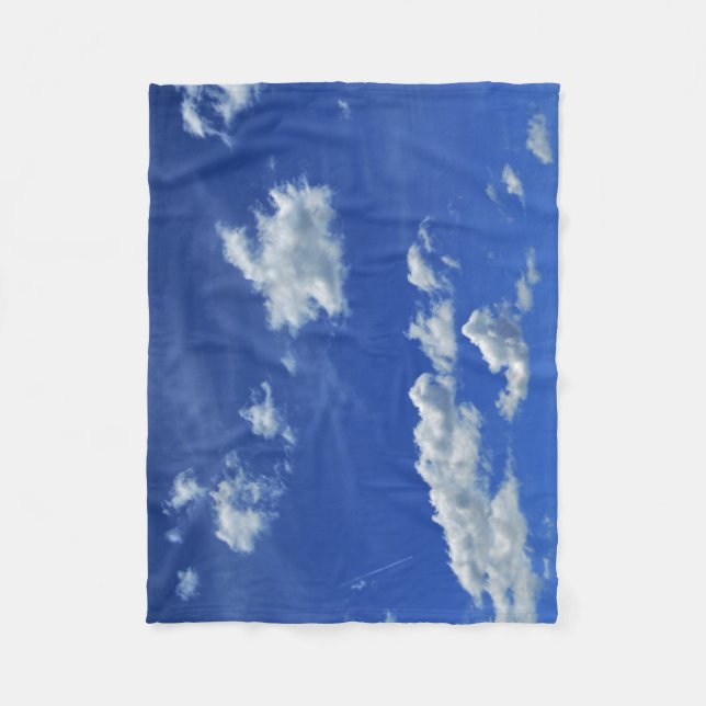Blue Sky White Clouds Fleece Blanket (Front)