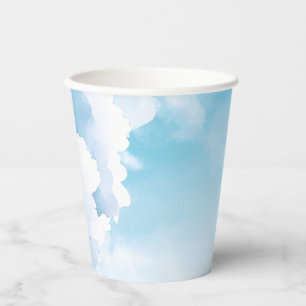 Blue Sky White Clouds Heaven Sent Baby Showe Paper Cups