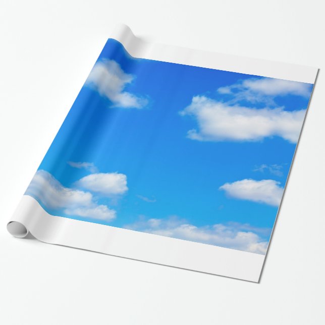 Blue Sky White Clouds Heavenly Cloud Background Wrapping Paper (Unrolled)