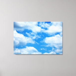 Blue Sky White Clouds Heavenly Skies Background Canvas Print