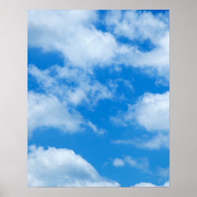 Blue Sky White Clouds Heavenly Skies Background Poster (Front)