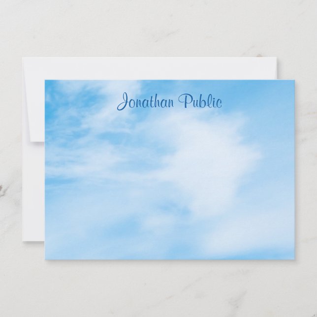 Blue Sky White Clouds Modèle Calligraphie personna (Devant)