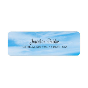 Blue Sky White Clouds Modern Elegant Script Trendy