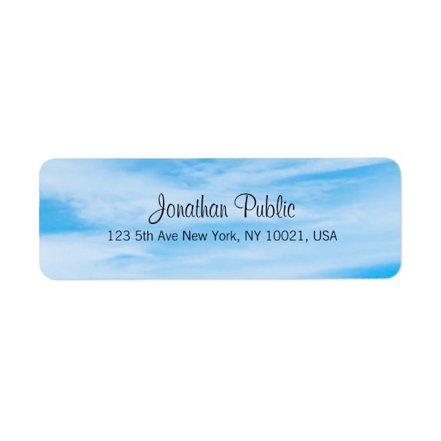 Blue Sky White Clouds Modern Elegant Script Trendy (Front)