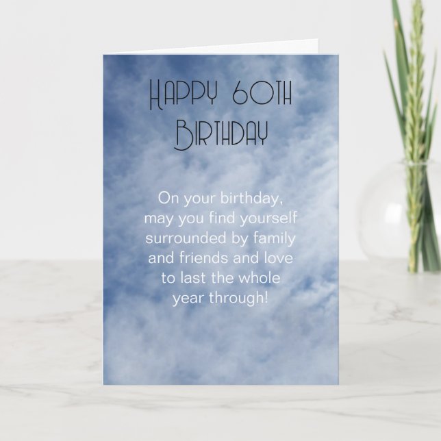 Blue Sky White Clouds Personalised 60th Birthday Card (Front)