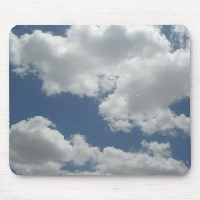 Blue Sky White Clouds Print Fun Mouse Pad (Front)