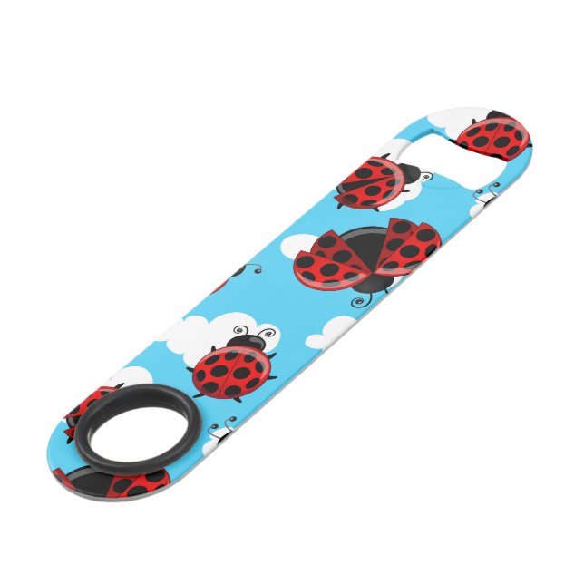 Blue Sky White Clouds Red Ladybug Beetle Insect Bar Key (Front Angled)