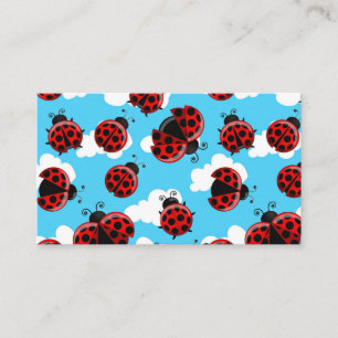 Blue Sky White Clouds Red Ladybug Beetle Insect Business Card