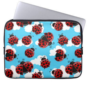Blue Sky White Clouds Red Ladybug Beetle Laptop Sleeve