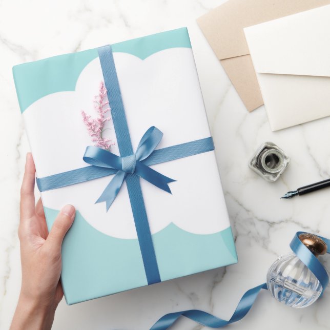 blue sky, white clouds, shadows wrapping paper (Gifting)