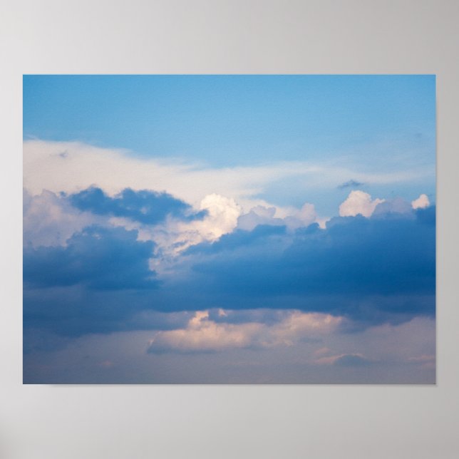 Blue Sky White Clouds Sunrise Background Template Poster (Front)