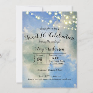 Blue Sky & White Clouds   Sweet 16 Birthday Invitation