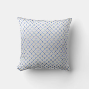 Blue Sky White Grey Art Deco Net Delicate Throw Pillow