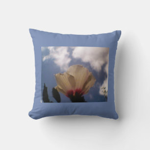 Blue Sky White Rose Throw Pillow