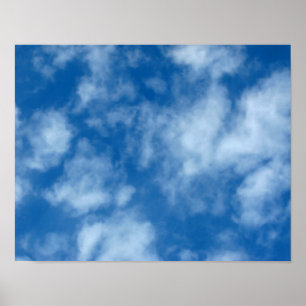 Blue Sky with Clouds Nature Photography Poster