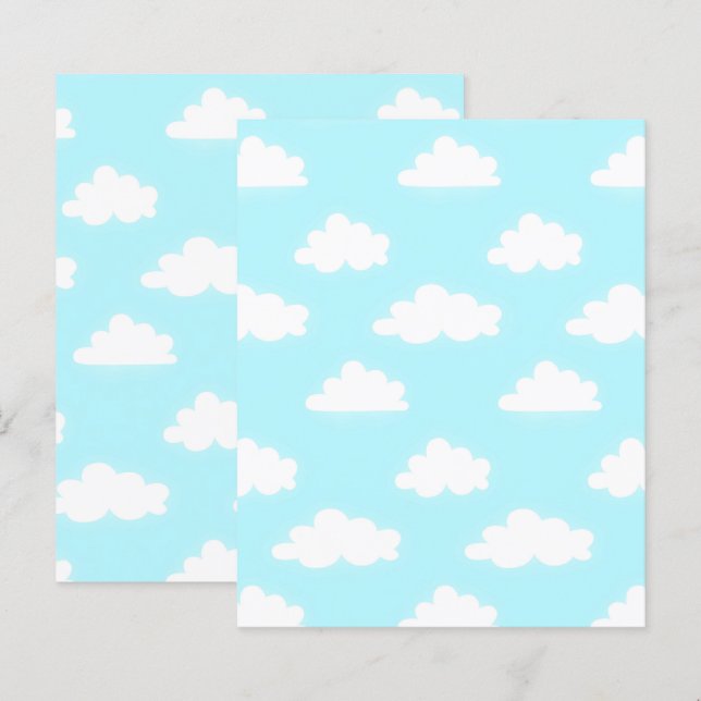 Blue Sky with Clouds Scrapbook Paper Craft Papers (Front/Back)