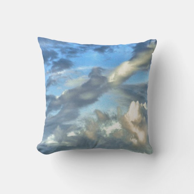 BLUE SKY WITH DRAMATIC CLOUDS: NATURE PHOTOGRAPHY THROW PILLOW (Front)