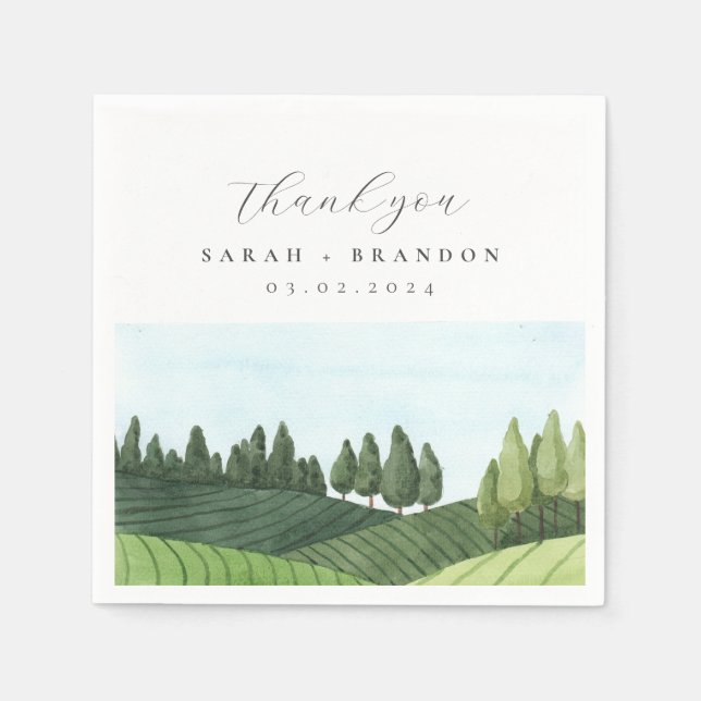 Blue Sky with Green Field wedding  napkins (Front)
