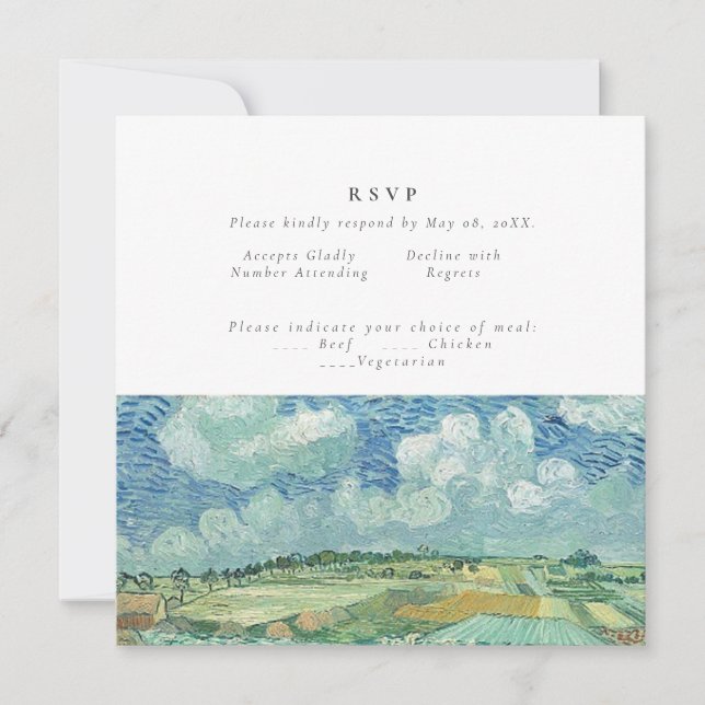 Blue Sky with Green Field wedding RVSP card (Front)